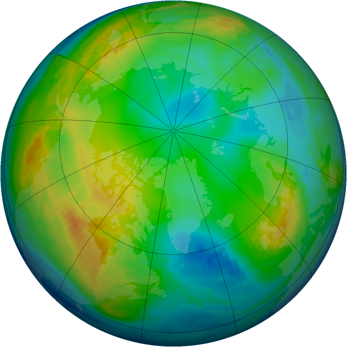 Arctic ozone map for 21 December 1982